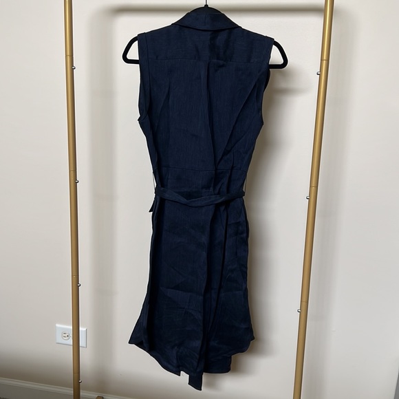 Classiques Entier Faux Wrap Linen Blend Dress - Size 8 - Picture 5 of 8